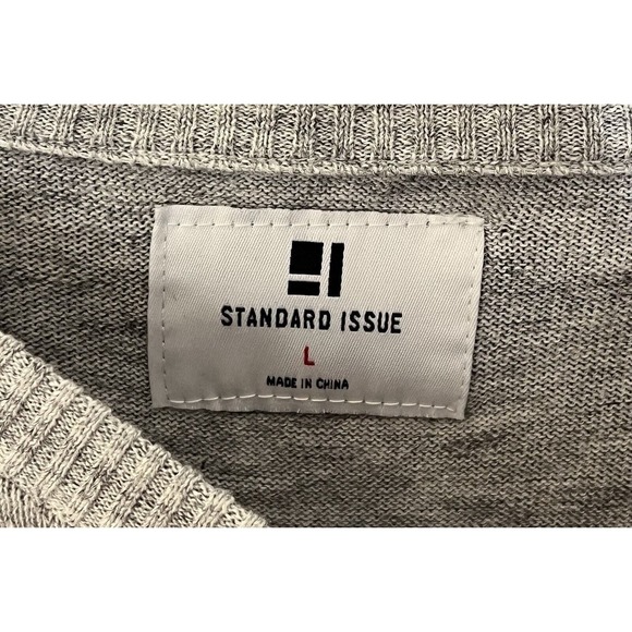 Standard Issue Long Sleeve Knit Crew Neck Pullover Sweater Mens Size Large Gray - Picture 3 of 13